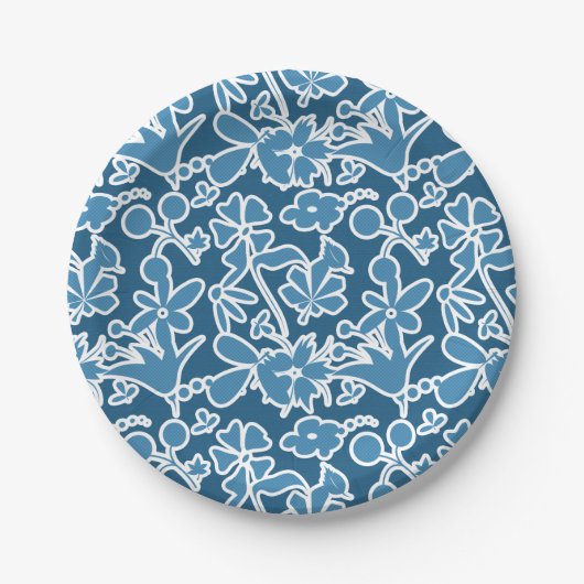 Flores azules papieren bordje (Voorkant)
