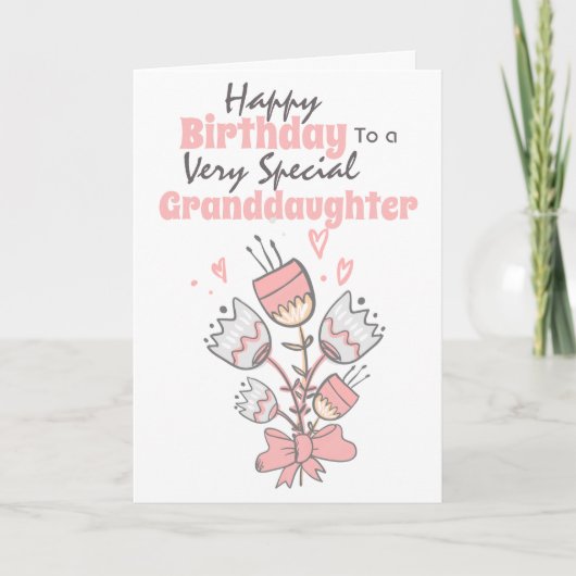 Flores bloemen met lint gefeliciteerd kaart (Voorkant)