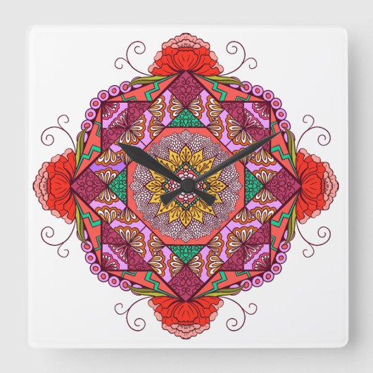 Flores como el Cosme Vierkante Klok (Voorkant)