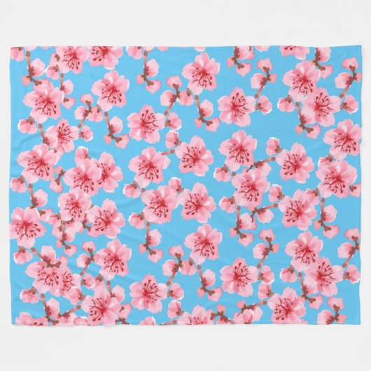 Flores de cerezo floreciendo fleece deken (Voorkant (Horizontaal))