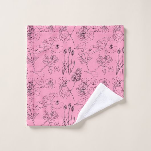 Flores del campo sobre rosa bad handdoek (Wasdoekje)