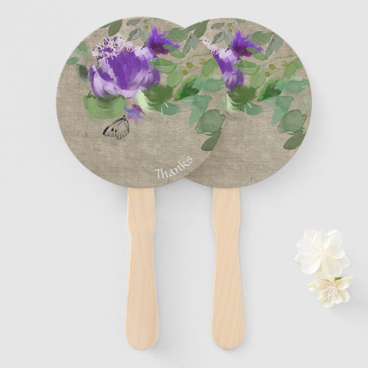 Flores elegantes  violeta handwaaier (Voorkant en achterkant)