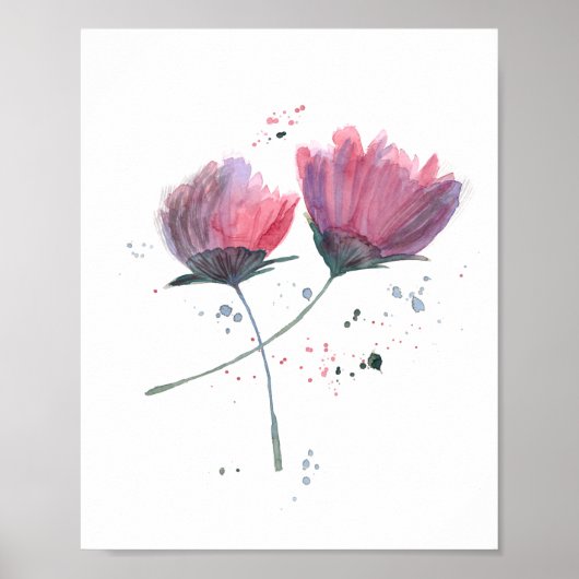 Flores em aquarela pintada a mão poster (Voorkant)