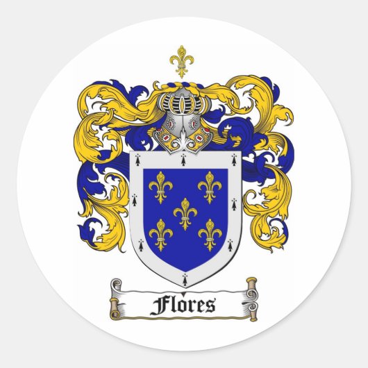 FLORES FAMILY CREST - FLORES WAPENSCHILD RONDE STICKER (Voorkant)
