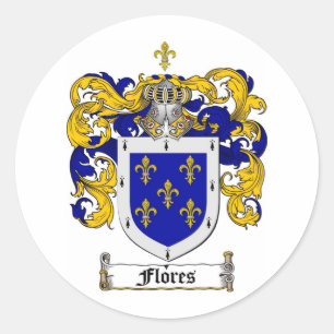 FLORES FAMILY CREST - FLORES WAPENSCHILD RONDE STICKER