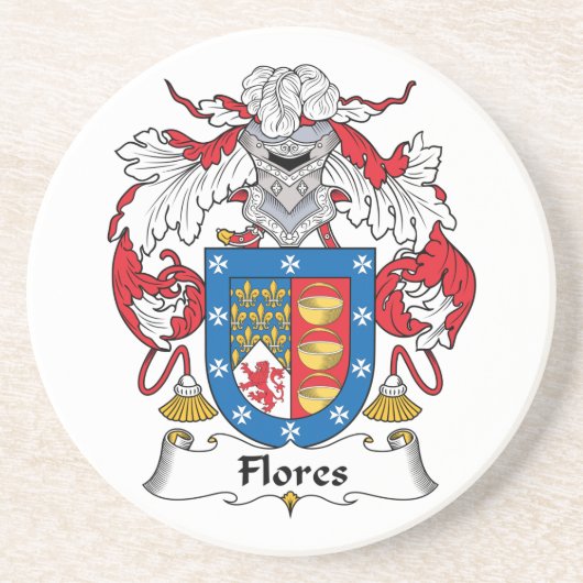 Flores Family Crest Zandsteen Onderzetter (Voorkant)