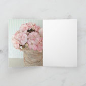 Flores geranio rosa en bote de cristal con encaje kaart (Binnen)