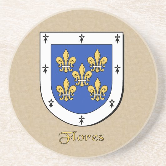 Flores Heraldic Shield Zandsteen Onderzetter (Voorkant)