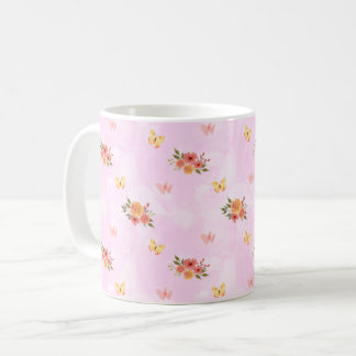 Flores Silvestres Fondo Rosa Elegante Personalizar Koffiemok