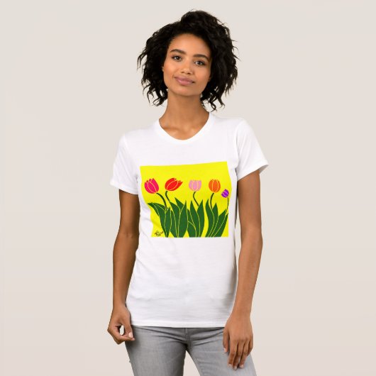 flores tulipas coloridas t-shirt (Voorkant volledig)