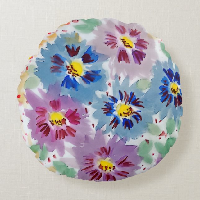 Flores violetas  rond kussen (Voorkant)