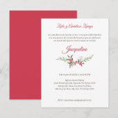Flores y Ramas Rojas para Quinceañera Uitnodiging Briefkaart (Voorkant / Achterkant)