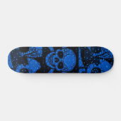 Florescent Blue Green Skull Bling Skateboard (Horizontaal)