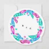 Florescent boho wreath, elegantie van levendige kl kaart (Achterkant)