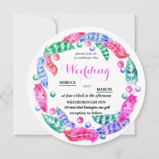 Florescent boho wreath, elegantie van levendige kl kaart (Voorkant)