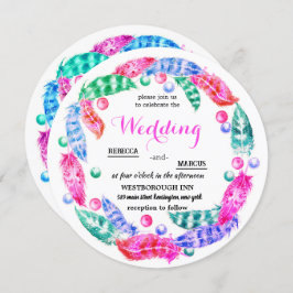 Florescent boho wreath, elegantie van levendige kl kaart