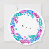 Florescent boho wreath, elegantie van levendige kl kaart (Achterkant)