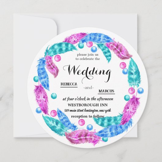 Florescent boho wreath, elegantie van levendige kl kaart (Voorkant)