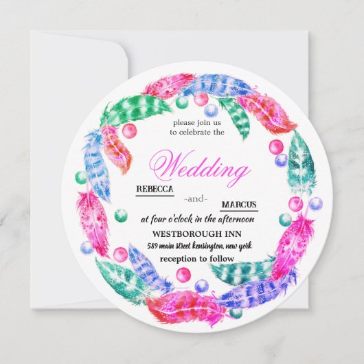 Florescent boho wreath, elegantie van levendige kl kaart (Voorkant)