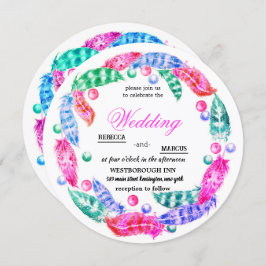 Florescent boho wreath, elegantie van levendige kl kaart