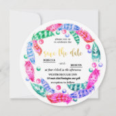 Florescent boho wreath, elegantie van levendige kl kaart (Voorkant)