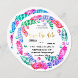 Florescent boho wreath, elegantie van levendige kl kaart