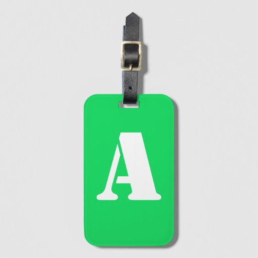 Florescent groen monogram bagagelabel (Voorkant (verticaal))