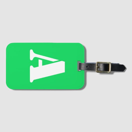 Florescent groen monogram bagagelabel (Voorkant (horizontaal))
