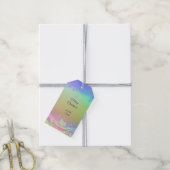 Florescent paarse kerstachtergrond cadeaulabel (Met Touw)