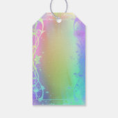 Florescent paarse kerstachtergrond cadeaulabel (Achterkant)