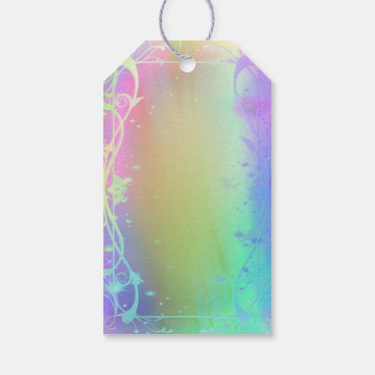 Florescent paarse kerstachtergrond cadeaulabel (Achterkant)