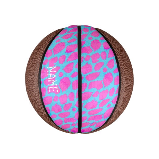 Florescent Pink Blue Cheetah Mini Basketbal (Verticaal)