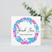 Florescente boho krans, elegant van levendige kleu bedankkaart (Staand voorkant)