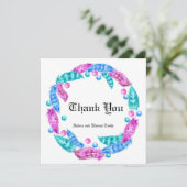 Florescente boho krans, elegant van levendige kleu bedankkaart (Staand voorkant)