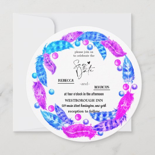 Florescente boho krans, elegant van levendige kleu kaart (Voorkant)