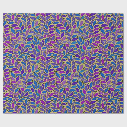 Floresta blauw, violet en goud cadeaupapier (Vlak)