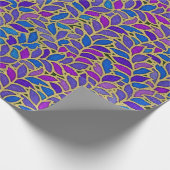 Floresta blauw, violet en goud cadeaupapier (Hoek)