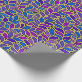 Floresta blauw, violet en goud cadeaupapier