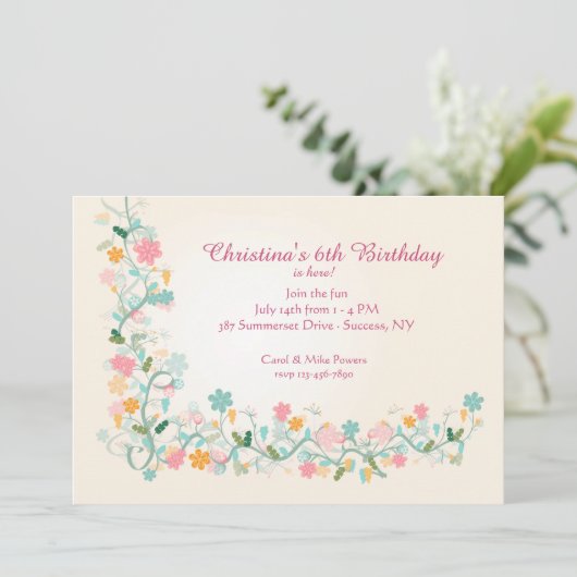 Floret Corner Uitnodiging (Staand voorkant)