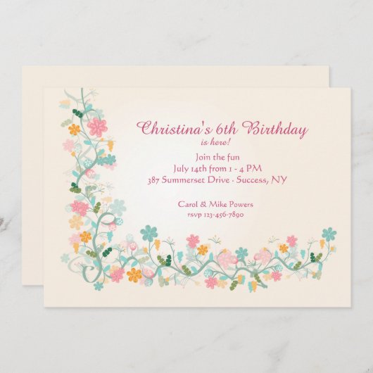 Floret Corner Uitnodiging (Voorkant / Achterkant)