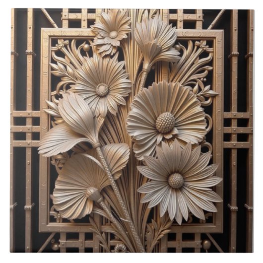 Floret en Deco-raster Tegeltje (Voorkant)