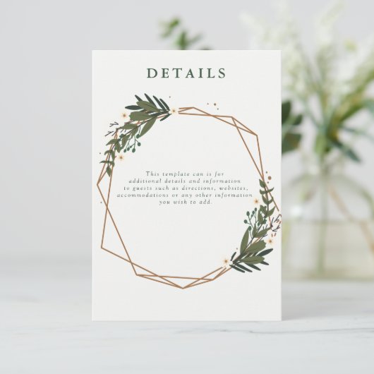 florgeometrische trouwgegevens kaart (Staand voorkant)