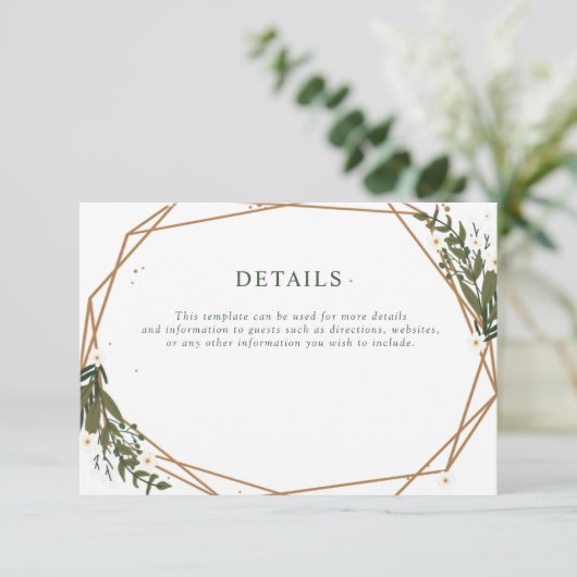 florgeometrische trouwgegevens kaart (Staand voorkant)