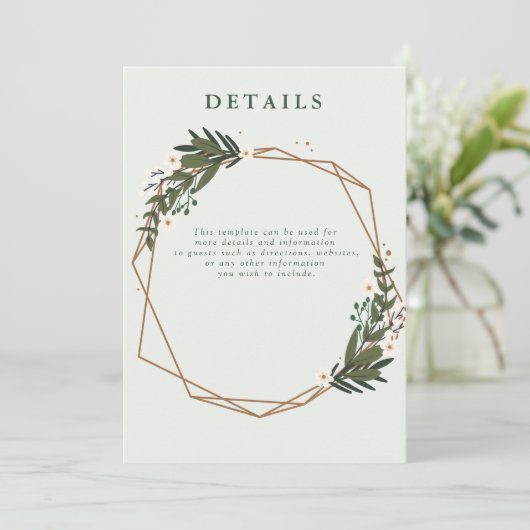 florgeometrische trouwgegevens kaart (Staand voorkant)