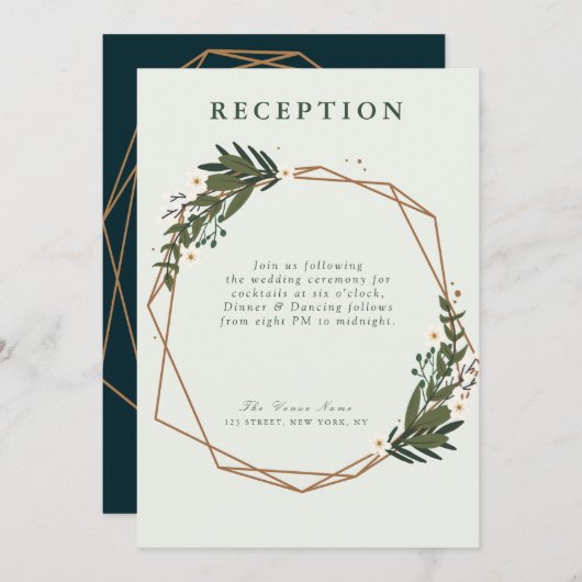 florgeometrische trouwkaart kaart (Voorkant / Achterkant)