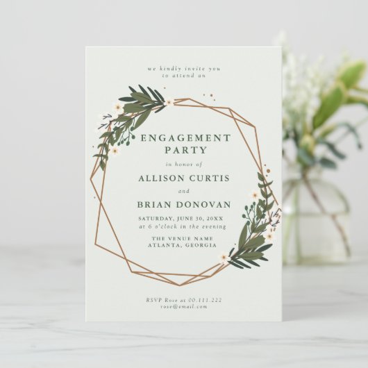 florgeometrische verlovingspartijuitnodiging kaart (Staand voorkant)