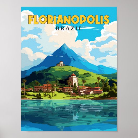 Florianopolis Brazilië vintage reisillustratie Poster (Voorkant)