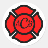 Florians kruis met monogram ronde sticker (Voorkant)