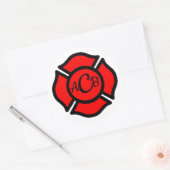 Florians kruis met monogram ronde sticker (Envelop)