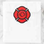 Florians kruis met monogram ronde sticker (Tas)